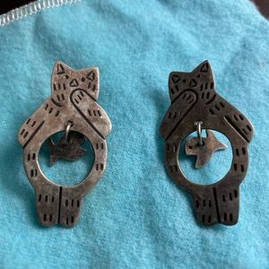 Super Cute Cat Earrings!  Sterling 925 Silver.
